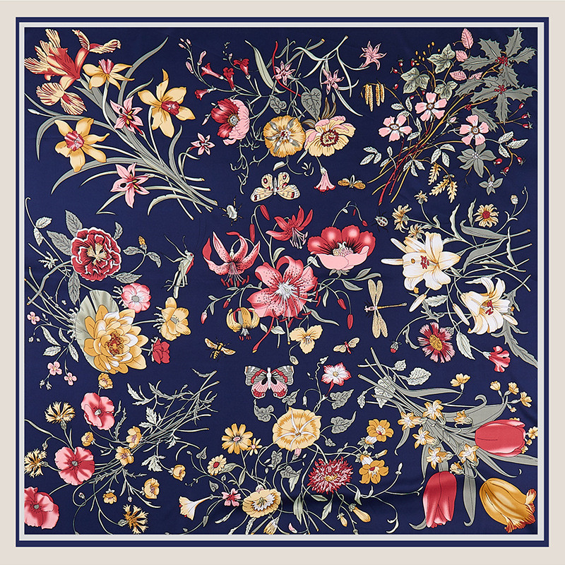 Scarf Silk Square - POBING Twill Zijden Sjaal Vrouwen Bloemenprint